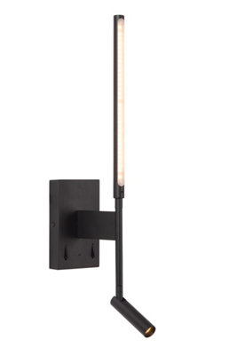 Lucide Finan Wall LightLed2700KWith Usb Charging PointBlack from B&Q