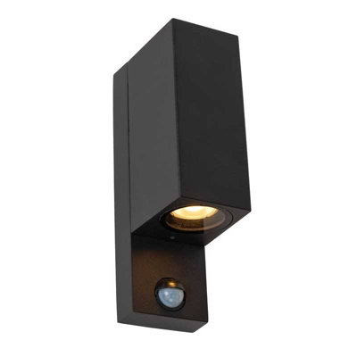 Lucide Zaro Ir Outdoor Up & Down Wall Light With Pir Sensor Black from B&Q