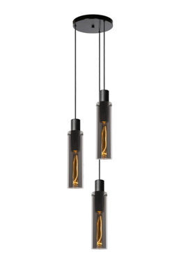 Lucide Orlando 32cm Cluster Pendant Light - Smoke Grey, Grey - 3x E27 - Image 5