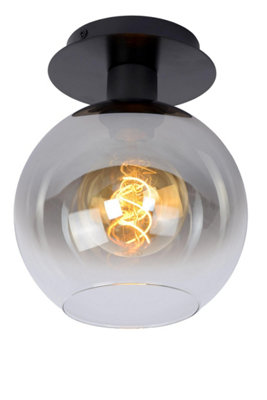 Lucide Marius Retro Flush Ceiling - 1Xe27 - Light/Black