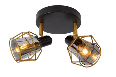 Lucide Nila Vintage Twin Ceiling Spotlight2Xe14Black from B&Q
