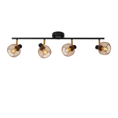 Lucide Maren 4 Light Spotlight Bar Black / Gold from B&Q