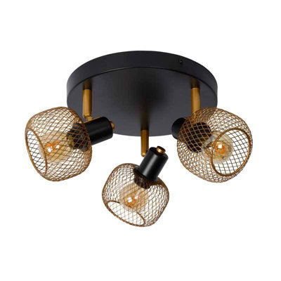 Lucide Maren 3 Light Spotlight Plate Black / Gold from B&Q