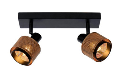 Lucide Rafa Classic Twin Ceiling Spotlight - 2Xe14 - Black