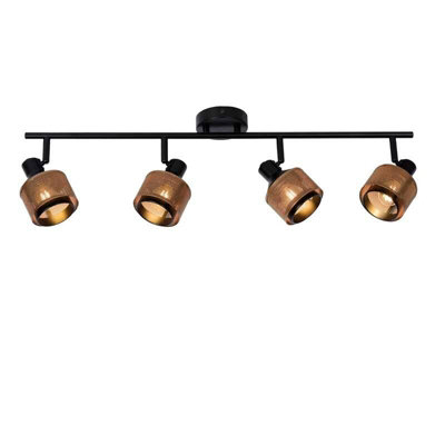 Lucide Rafa 4 Light Spotlight Bar Black from B&Q