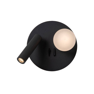 Lucide Matiz Led Wall Light With Reading Light Black from B&Q