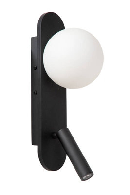 Lucide Kelly Led Wall Light With Reading Light Black from B&Q