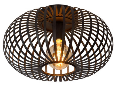 Lucide Manuela Vintage Flush Ceiling Light 39.5Cm- 1Xe27Black from B&Q