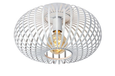 Lucide Manuela Vintage Flush Ceiling Light 39.5Cm- 1Xe27White from B&Q