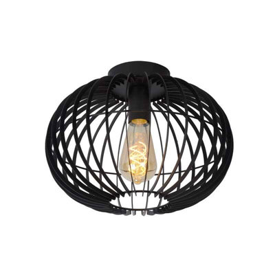 Lucide Reda Flush Ceiling Light Black from B&Q