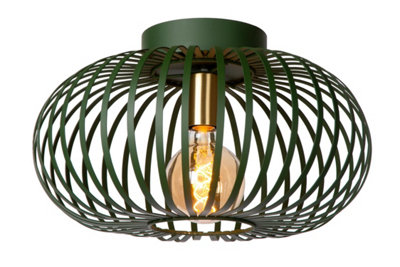 Lucide Manuela Vintage Flush Ceiling Light 39.5Cm- 1Xe27Green from B&Q