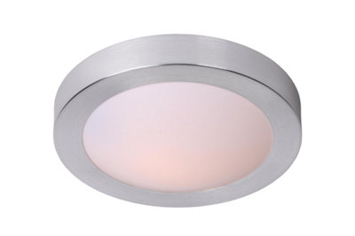 B&Q -  Fresh Modern Flush Ceiling Light Bathroom 27Cm1Xe27Ip44Satin Chrome