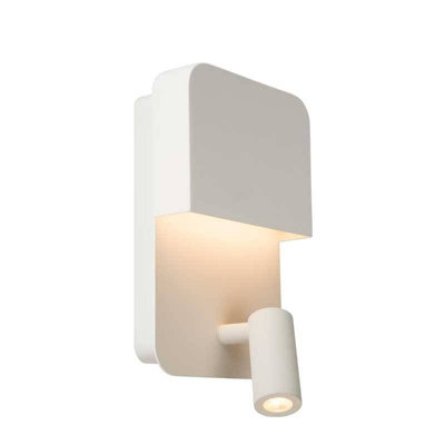 Lucide Boxer Wall Light With Led Reading Light And Usb Charging Port White from B&Q