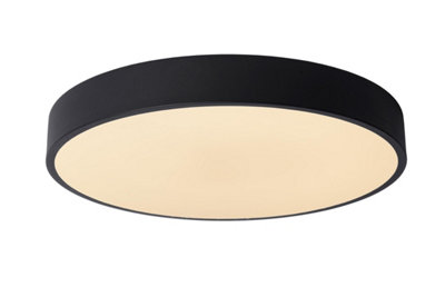 Lucide Unar Modern Flush Ceiling 39.5Cm- Led Dim. - 1X24w 2700K - 3 Stepdim - Light/Black