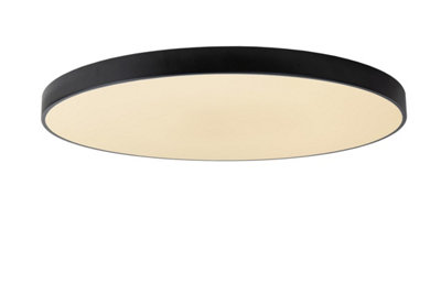 Lucide Unar Modern Flush Ceiling 80Cm - Led Dim. - 1X80w 2700K - 3 Stepdim - Light/Black