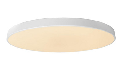 Lucide Light/White Unar Modern Flush Ceiling - Led Dim. - 1X80w 2700K - 3 Stepdim 80Cm