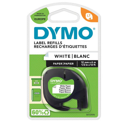 Original Dymo 91200 Black On White 12mm LetraTag Paper Labelling Tape (S0721510) - Image 25