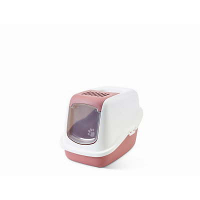 B&Q -  Nestor Cat Toilet Home White / Earth Pink Easy & Quick To Clean