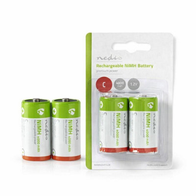 B&Q -  2 Pack C Hr14 Size 1.2V Rechargeable Nimh Precharged Battery4000 Mah