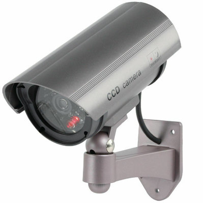 Nedis Dummy Outdoor Security Camera Bullet Design Flashing Led Ir Decoy Ip44 Battery Grey from B&Q