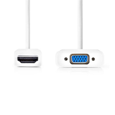 B&Q -  20Cm Hdmi To Vga Adapter CableHdmi Connector To Vga Female With 3.5mm Female Audio Connection OutputWhite