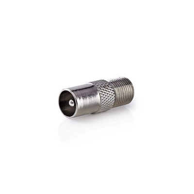 Nedis Satellite & Antenna Adapter F Type Female  To Iec Ariel (Coax) Male Nickel Plated 75 Ohm Straight from B&Q