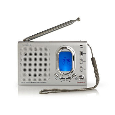 Nedis World Radio Battery Powered Receiver Fm/am/swPortable Radio Alarm And Clock With Headphones Output And Led Display from B&Q