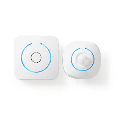 Nedis Wireless Pir Motion Entry Protection Detection Sensor Alarm Led Light & Chime With 8 RingtonesWhite