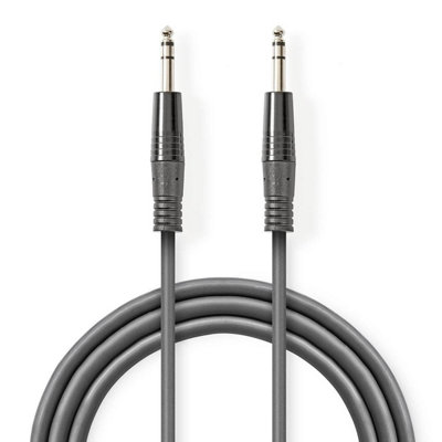 B&Q -  2M Die-Cast Stereo Audio Trs Jack Cable 6.35mm 1/4" Male To 6.35mm 1/4" MaleSuper FlexDark Grey