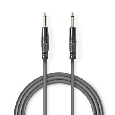 Nedis 1.5M Mono Audio Cable6.35mm Male To MaleHigh Flexibility Cable For Instruments And Microphones To AmplifiersGrey from B&Q