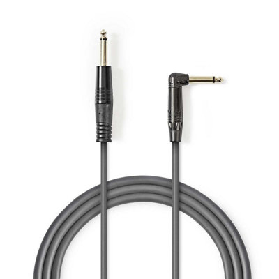 Nedis 3M Mono Audio Cable6.35mm Male To Angled MaleHigh Flexibility Cable For Instruments And Microphones To AmplifiersGrey from B&Q