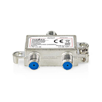 Nedis Tv Aerial & Satelliite Sat Uhf Vhf F 2 Way Combiner from B&Q