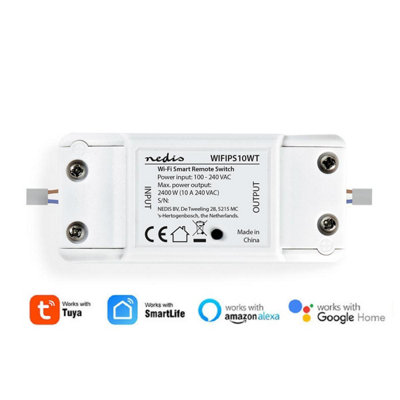 Nedis Smartlife  Wi-Fi Rewireable In-Line Mains Smart Switch10AIdeal For Automation/breaker/remote Control Via App from B&Q