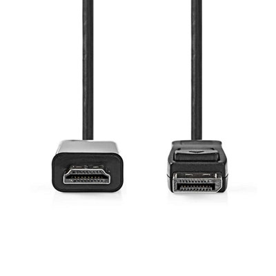 B&Q -  2M Displayport 1.2 Cable Displayport Male To Hdmi Connector Black