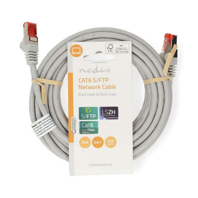 Nedis 5M Cat6 Ethernet Network Cable Internet Gigabit Patch Lan Lead S/ftp Grey from B&Q