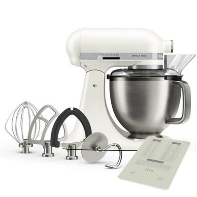 KitchenAid Artisan Plus 4.7L Tilt-Head Stand Mixer, Stainless Steel Bowl, 10 Speeds, Dough Hook, Flat Beater & Wire Whisk Included, Porcelain White - Image 7