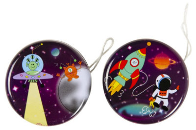 Lg-Imports Pack Of 12 Metal Yo-Yo Space Theme Return Tops - White - Image 3