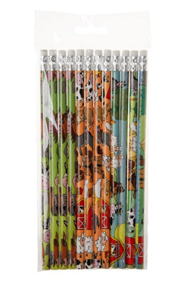 Pack of 12 Farm Animals Design Pencils with Eraser - School Loot Bag Party Gift - Image 3