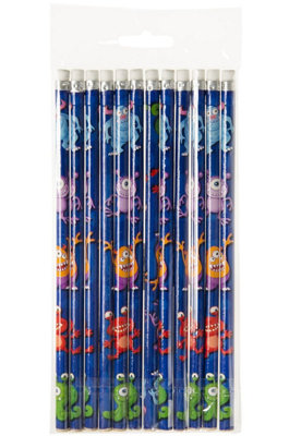 Pack of 12 Monster Design Pencils with Eraser - School Stationary Loot Bag Party - Image 3