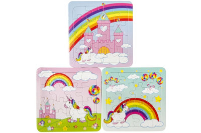 B&Q Pack Of 12 Unicorn Mini Puzzle Games- Theme Party Bag Filller Gifts
