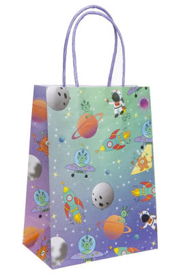 Lg-Imports Pack Of 12 Space Design Paper Gift Bags - White - Image 3