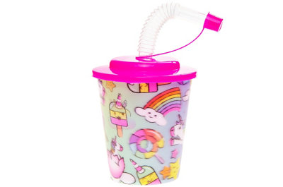 Unicorn Theme 3D Cup With Straw and Lid - Drinking Party Tableware Kids Party - Image 3