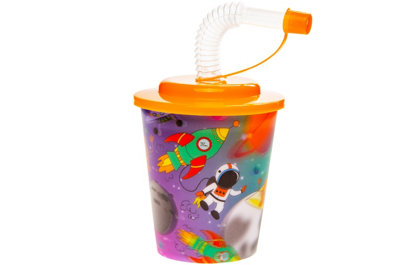 Lg-Imports Pack Of 12 Space Theme 3D Cup With Straw And Lid - White - Image 3
