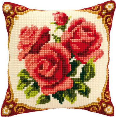 B&Q -  Cushion RosesCross Stitch Kit: Cushion: Red RosesVervaco