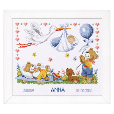 B&Q -  B/rec New ArrivalCounted Cross Stitch Kit: Birth Record: New ArrivalVervaco