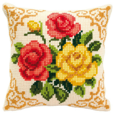 B&Q -  Cushion RosesCross Stitch Kit: Cushion: Mixed RosesVervaco