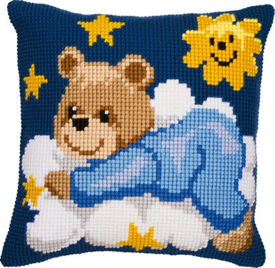B&Q -  Cushion Blue TeddyCross Stitch Kit: Cushion: Blue TeddyVervaco