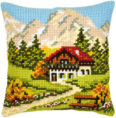 Vervaco Mountain Scene Cross Stitch Cushion, Multi-Colour - Image 4