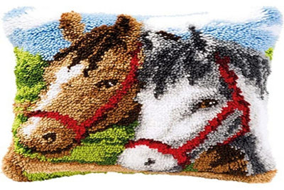 Groves Of Thames L/Hk Cush Ponies - Latch Hook Kit: Cushion: Ponies - Vervaco Extra Large