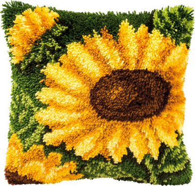 Groves Of Thames L/Hk Cush Sflowers - Latch Hook Kit: Cushion: Sunflowers - Vervaco